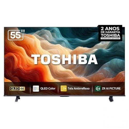 ➡️ Toshiba Smart Tv MiniLED Qled 4K 55" Polegadas 55M450ss com Painel Antirreflexo Processad...