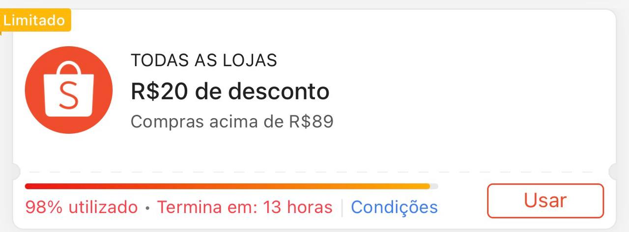 Total de 30 Cupons Shopee Ativos no site