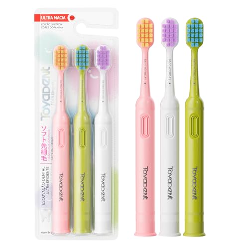 TOYADENT Escova de Dentes para Adultos Cerdas Macias, Kit com 3 Unidades