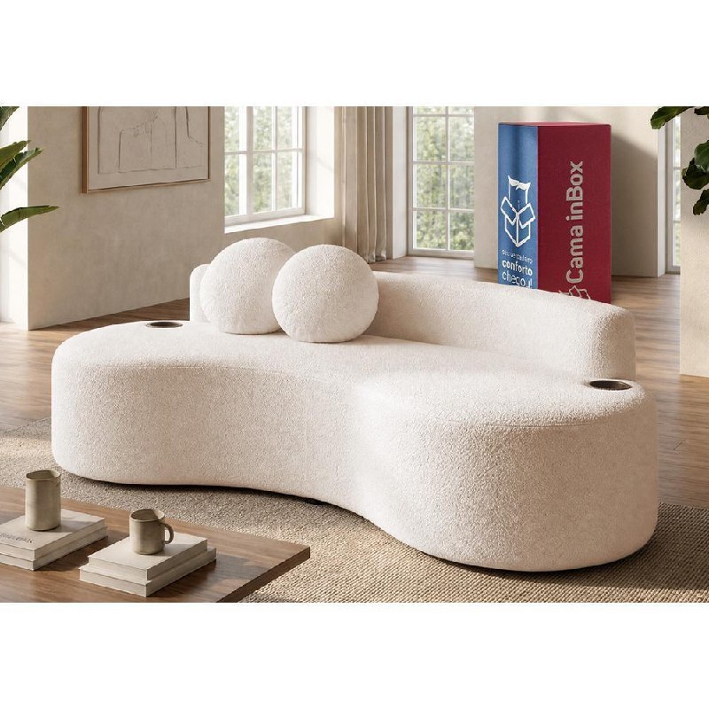 *🆘VAI MOBILIAR SUA CASA PARA O NATAL SIMMM 😌🥹😍SOFÁ VEDA. 1,88M XPAND TECH TECIDO BOUCLÊ CAMA...