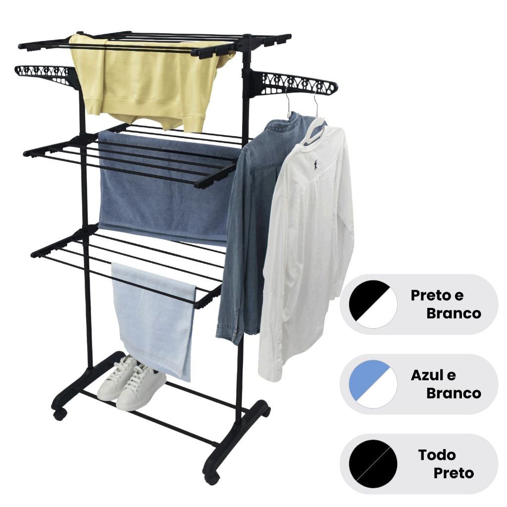 🆘 VARAL DE CHÃO ROUPA CALCINHA GRADE 3 ANDARES DOBRÁVEL PORTÁTIL