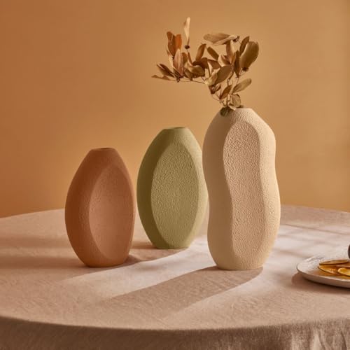 ➡️ Vaso decorativo cerâmica oval orgânico (Verde (M))