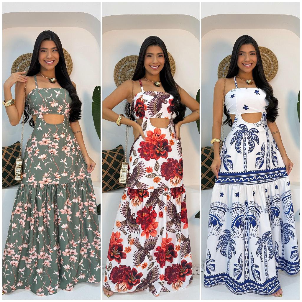 Vestido Longo Com FORO e BOJO, Feminino Com manga Variados super confortáveis e leves qualid...