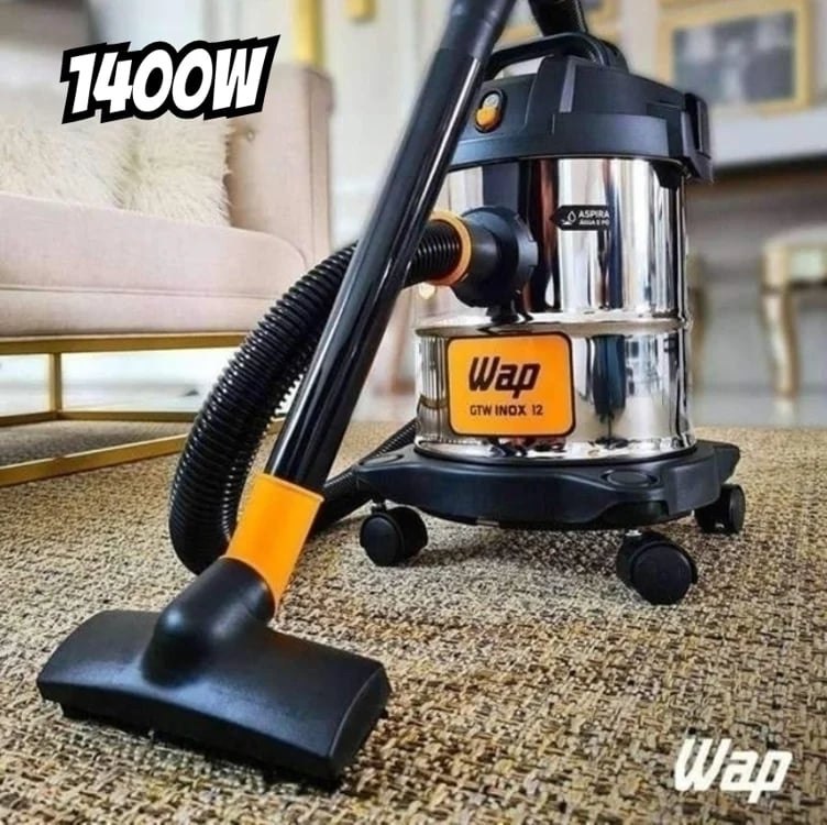 WAP Aspirador de Pó e Água Barril GTW INOX 12, Compacto, 12 Litros, com Filtro Lavável, 160m...
