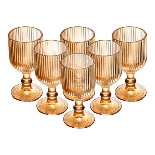 ➡️ WOLFF Conjunto 6 Taças Para Licor Lines 75Ml Âmbar Metalizado Vidro