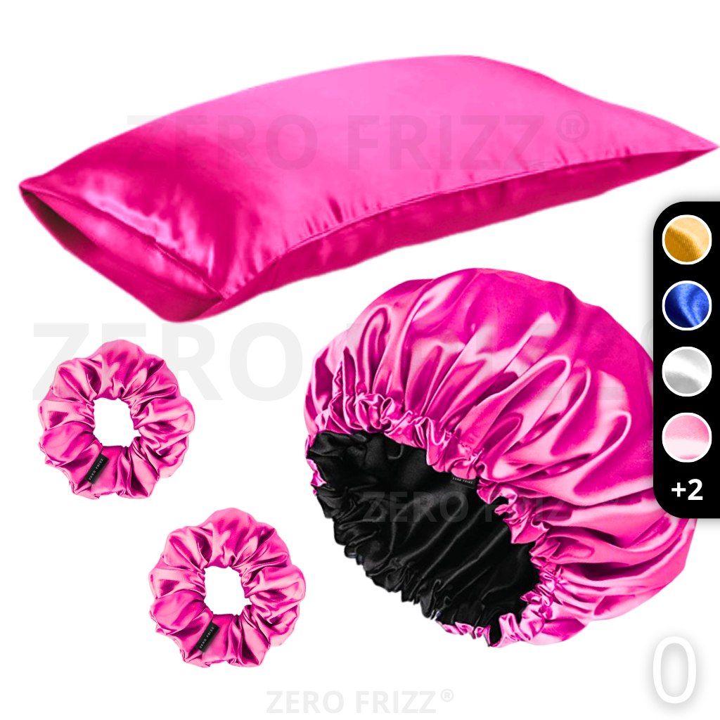 ZERO FRIZZ Kit Noite Pefeita | 1 Touca dupla face + 1 Fronha + 2 xuxinhas, escolha sua cor p...