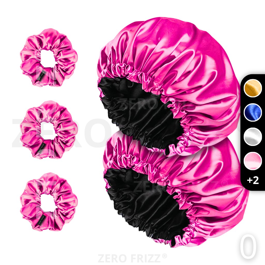ZERO FRIZZ | Kit Rotina Diária | 2 Toucas dupla face + 3 xuxinhas > escolha sua cor preferida